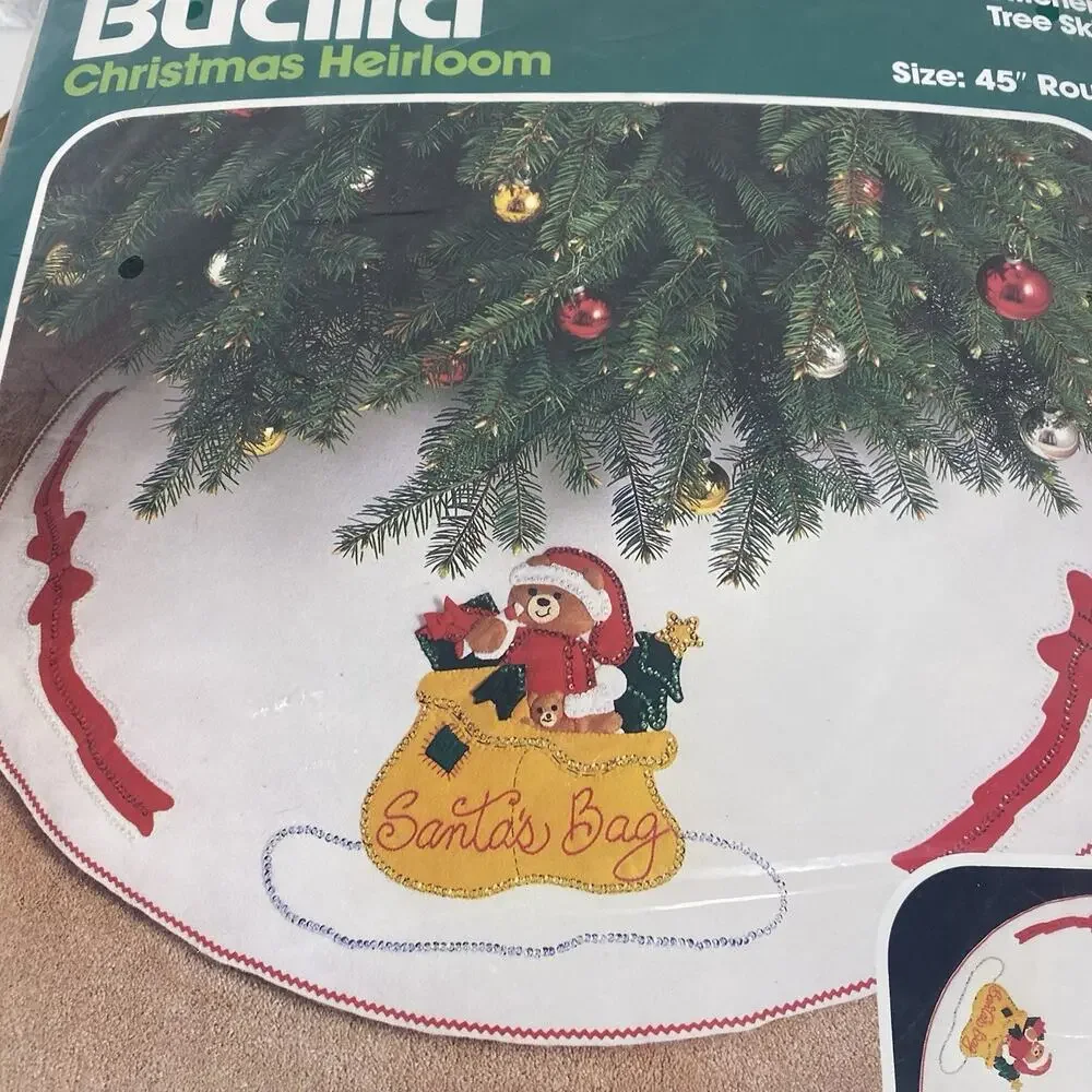 Bucilla Christmas Heirloom Tree Skirt Kit Santa's Bag 45